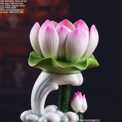 CHÂN SỨ ĐẾ NẾN HOA HỌA TIẾT HOA SEN